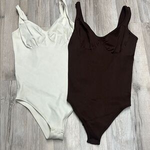 Chic White and Brown Bodysuits